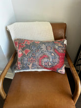Load image into Gallery viewer, Vintage Turkish Rug Pillow Red and Blue