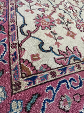 Load image into Gallery viewer, Vintage Turkish Raspberry and Blue Floral Rug