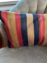 Load image into Gallery viewer, Turkish Navy and Orange Striped Rug Pillow