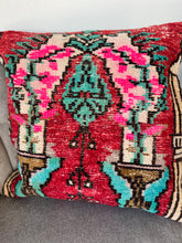 Load image into Gallery viewer, Vintage Pink and Red Rug Pillow