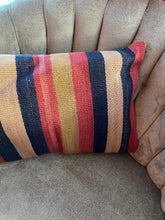Load image into Gallery viewer, Turkish Navy and Orange Striped Rug Pillow