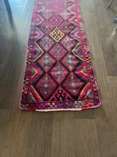 Load image into Gallery viewer, Vintage Pink, Red and Aqua Herki Runner Rug