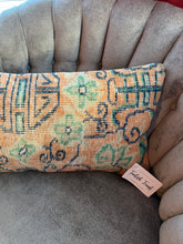 Load image into Gallery viewer, Turkish Orange, Navy and Green Rug Pillow