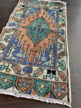 Load image into Gallery viewer, Vintage Peach Blue Ruggie Rug