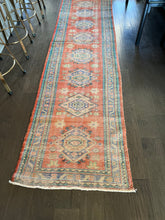 Load image into Gallery viewer, Vintage Orange, Turquoise and Blue Runner Rug