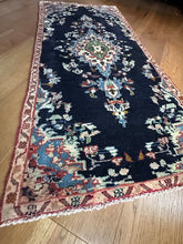 Load image into Gallery viewer, Vintage Turkish Navy and Tan Accent Rug