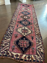 Load image into Gallery viewer, Vintage Mulberry Pink and Navy Turkish Runner Rug