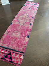 Load image into Gallery viewer, Vintage Pink and Blue Herki Runner Rug