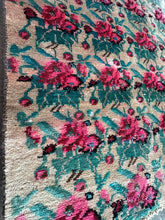 Load image into Gallery viewer, Vintage Pink Roses and Green Leaves Turkish Accent Rug