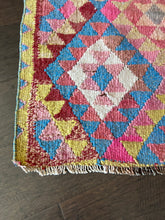 Load image into Gallery viewer, Vintage Pink and Blue Turkish Kilim Runner Rug
