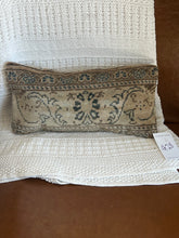 Load image into Gallery viewer, Vintage Turkish Rug Pillow Ecru and and Navy