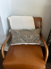 Load image into Gallery viewer, Vintage Turkish Rug Pillow Muted Navy and Tan