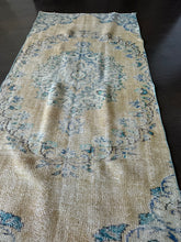Load image into Gallery viewer, Vintage Turkish Yellow and aqua Runner Rug