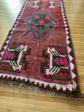 Load image into Gallery viewer, Vintage Turkish Eggplant and Pink Ruggie Rug