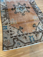 Load image into Gallery viewer, Vintage Turkish Faded Peach, Brown and Blue Accent Rug