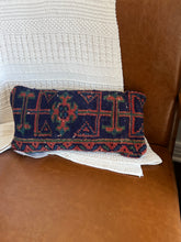Load image into Gallery viewer, Vintage Turkish Rug Pillow Navy and Orange