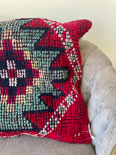 Load image into Gallery viewer, Vintage Pink and Turquoise Herki Rug Pillow