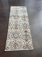 Load image into Gallery viewer, Vintage Turkish Ecru and Periwinkle Mini Runner Rug