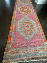 Load image into Gallery viewer, Vintage Pink and Orange Turkish Herki Runner Rug