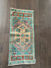 Load image into Gallery viewer, Vintage Turkish Turquoise and Rust Ruggie Rug