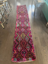 Load image into Gallery viewer, Vintage Pink, Red and Aqua Herki Runner Rug