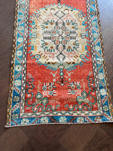 Load image into Gallery viewer, Vintage Turkish Orange and Aqua Runner Rug