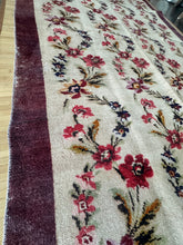 Load image into Gallery viewer, Vintage Turkish Ruby and Plum Floral Tan Area Rug