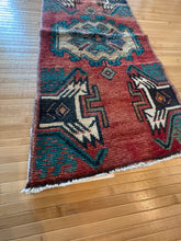 Load image into Gallery viewer, Vintage Turkish Teal and Faded Brick Ruggie Rug