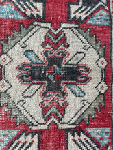 Load image into Gallery viewer, Vintage Turkish Red, Ivory and Black Ruggie Rug