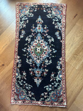 Load image into Gallery viewer, Vintage Turkish Navy and Tan Accent Rug