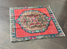 Load image into Gallery viewer, Vintage Turkish Pink Ang Green Square Ruggie Rug