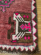 Load image into Gallery viewer, Vintage Turkish Eggplant and Pink Ruggie Rug