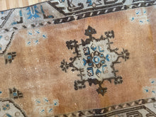 Load image into Gallery viewer, Vintage Turkish Faded Peach, Brown and Blue Accent Rug