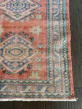 Load image into Gallery viewer, Vintage Orange, Turquoise and Blue Runner Rug