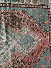 Load image into Gallery viewer, Vintage Pink and Blue Geometric Turkish Accent Rug