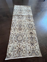 Load image into Gallery viewer, Vintage Turkish Ecru and Periwinkle Mini Runner Rug