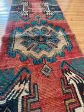 Load image into Gallery viewer, Vintage Turkish Teal and Faded Brick Ruggie Rug