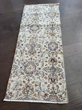Load image into Gallery viewer, Vintage Turkish Ecru and Periwinkle Mini Runner Rug