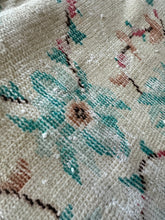Load image into Gallery viewer, Vintage Turkish Ecru with Turquoise and Pink Area Rug