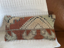 Load image into Gallery viewer, Vintage Turkish Orange and Tan Rug Pillow