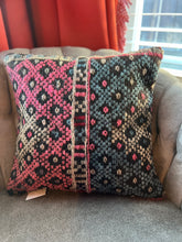 Load image into Gallery viewer, Turkish Pink and Blue Rug Pillow