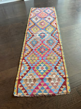 Load image into Gallery viewer, Vintage Pink and Blue Turkish Kilim Runner Rug