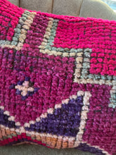 Load image into Gallery viewer, Turkish Herki Pink and Purple Rug Pillow