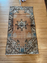 Load image into Gallery viewer, Vintage Turkish Faded Peach, Brown and Blue Accent Rug