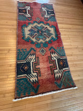 Load image into Gallery viewer, Vintage Turkish Teal and Faded Brick Ruggie Rug