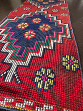 Load image into Gallery viewer, Vintage Turkish Red and Blue Runner Herki Rug