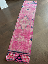 Load image into Gallery viewer, Vintage Pink and Blue Herki Runner Rug