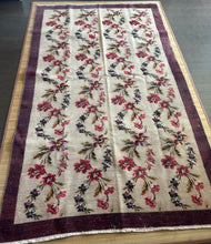 Load image into Gallery viewer, Vintage Turkish Ruby and Plum Floral Tan Area Rug