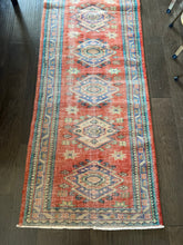 Load image into Gallery viewer, Vintage Orange, Turquoise and Blue Runner Rug