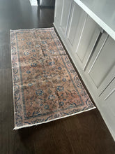 Load image into Gallery viewer, Vintage Turkish Blush and Blue Accent Rug